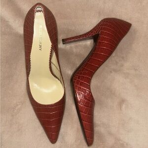 SOLD - NWOT Vintagey‎ Red Reptile Print Burberry Heels Size 38 (Womens 7.5)